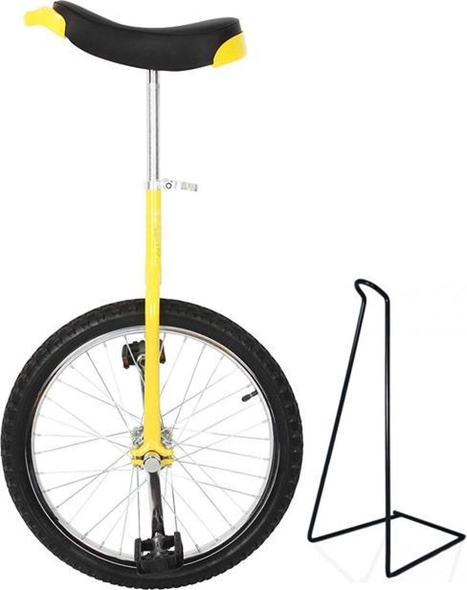 Funsport 24 inch Verstelbare Eenwieler Geel + Standaard