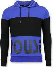 Enos Hoodie Heren Slim Fit - Striped Hooded Crewneck - Blauw - Maten: XS
