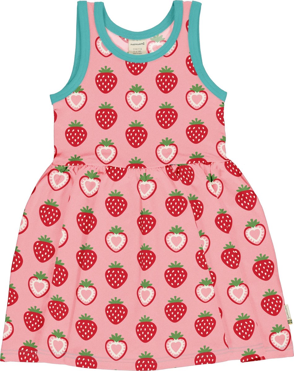 Maxomorra Jurk Spin NS Strawberry Maat 134/140