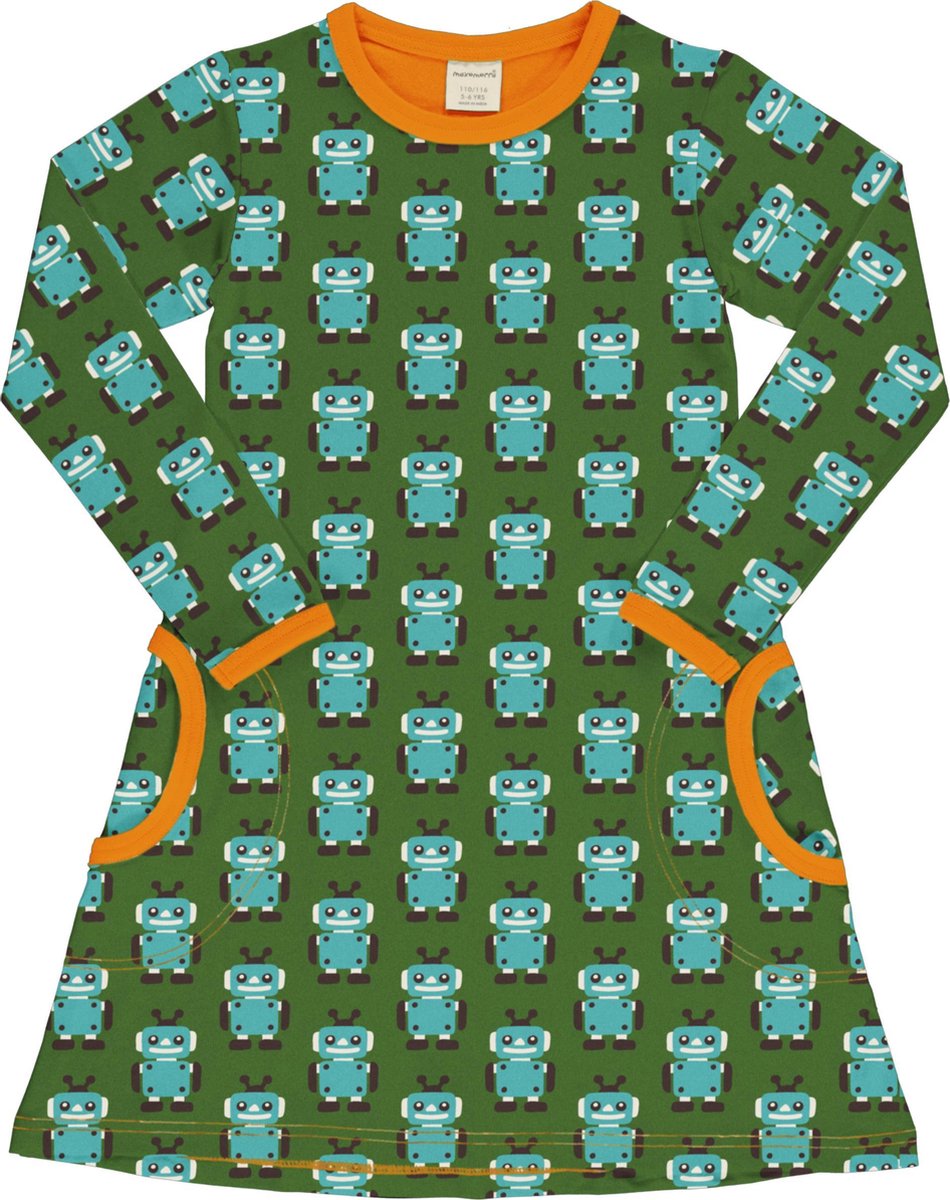 Maxomorra Dress LS |ROBOT| Maat 110/116