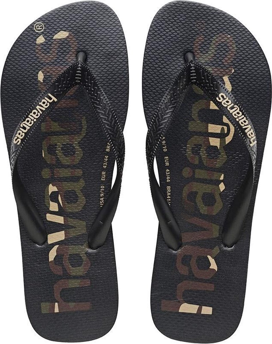 Havaianas Top Logomania Heren Slippers - Black/Black/White - Maat 45/46