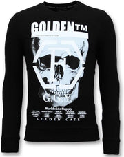 ENOS Heren Sweater met Print - Doodskop -7319 -Zwart - Maten: L