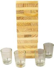 Drunkentower - Drinkspel - Wiebel toren - shot spel - Inclusief 4 Shotglazen - Yanga - Tipsy Tower - Houten Blokjes - Actie Spel - Spanning - Spelletjes - Lachen - Party Game - Klassiek spel - 18+ - Party time - borrelen - Drinking Games - Indrinken