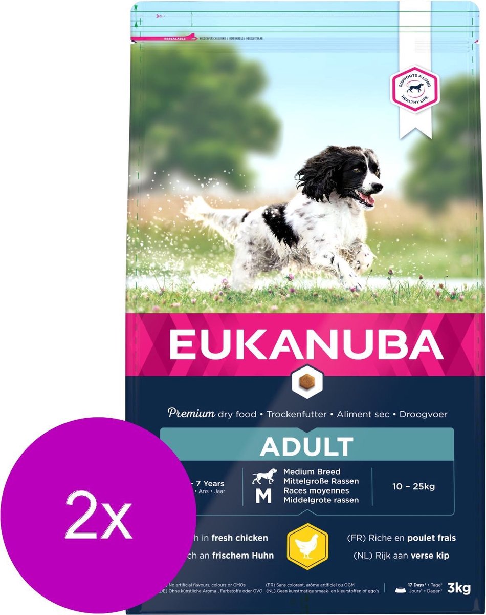Eukanuba Adult Medium Breed Kip - Hondenvoer - 2 x 3 kg