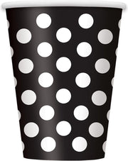 Feestbekers Stippen 6 Stuks 350 ml Zwart/wit