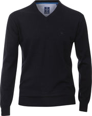 Redmond heren trui katoen - V-hals - marine blauw -  Maat: 6XL