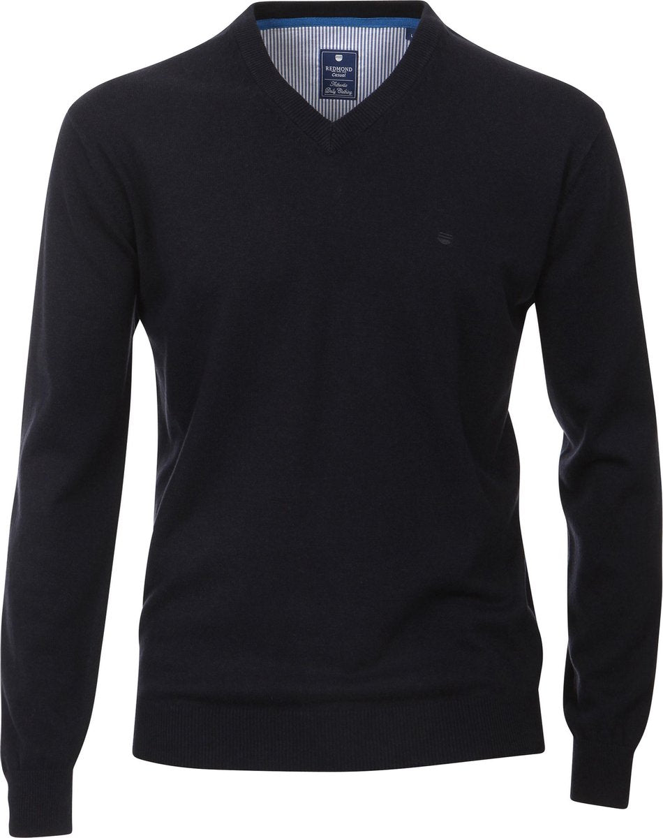 Redmond heren trui katoen - V-hals - marine blauw -  Maat: 6XL