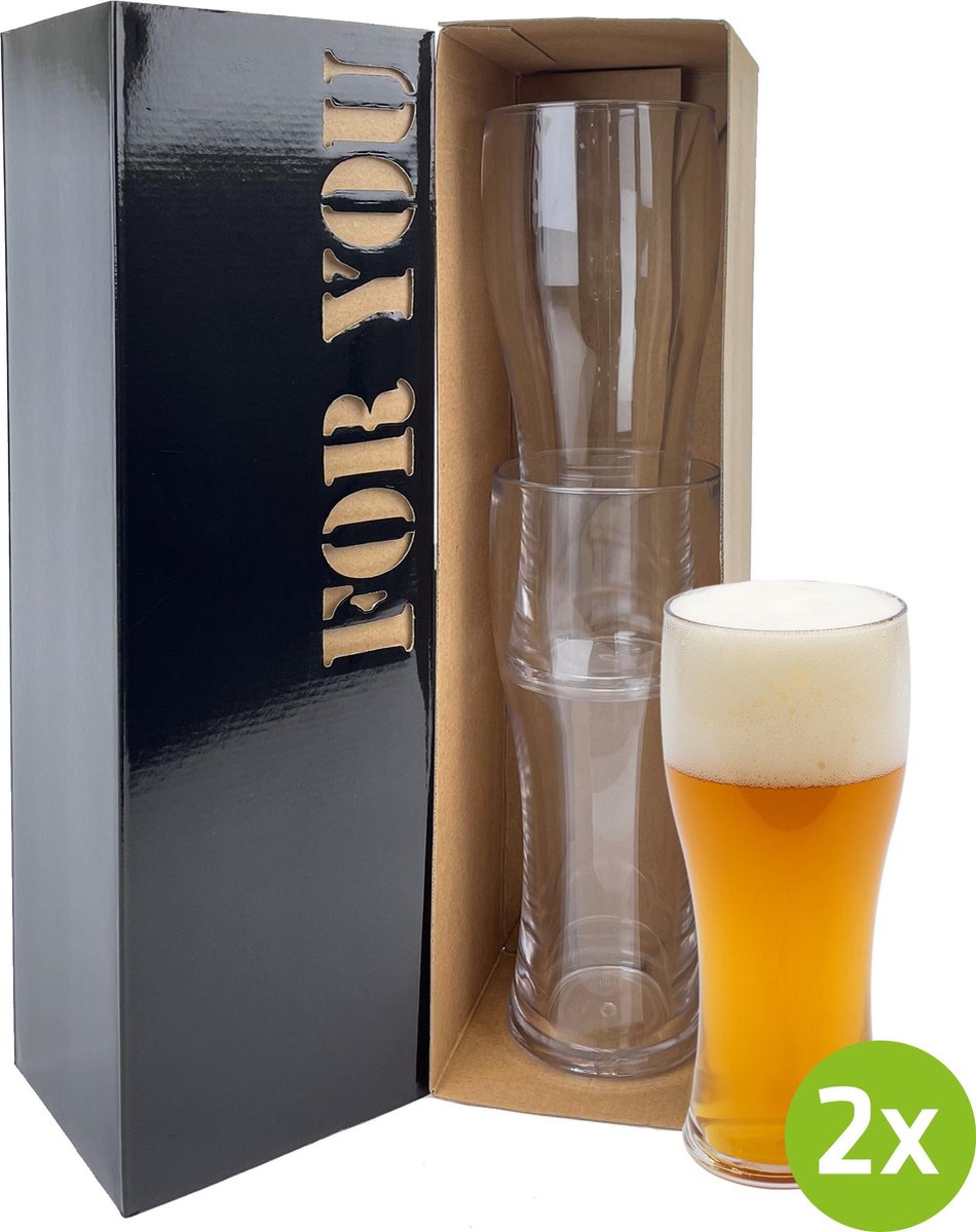 2x Bierglas Weizen 57cl Cadeauset | Onbreekbare kunststof / plastic drinkglazen