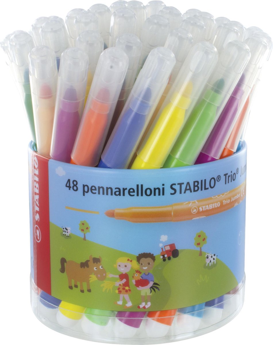 Viltstiften STABILO Trio Jumbo - doos met 48 stuks