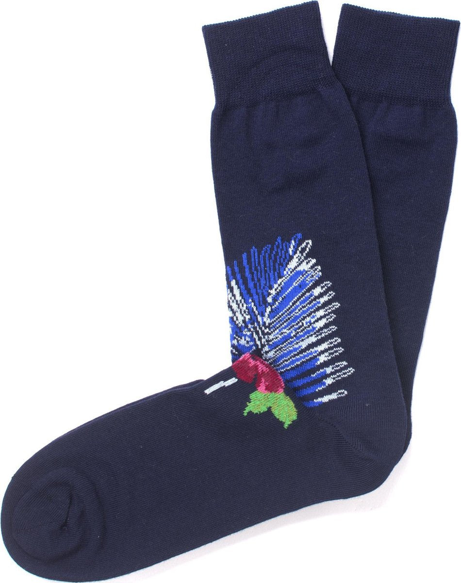 Sokken navy bladeren print