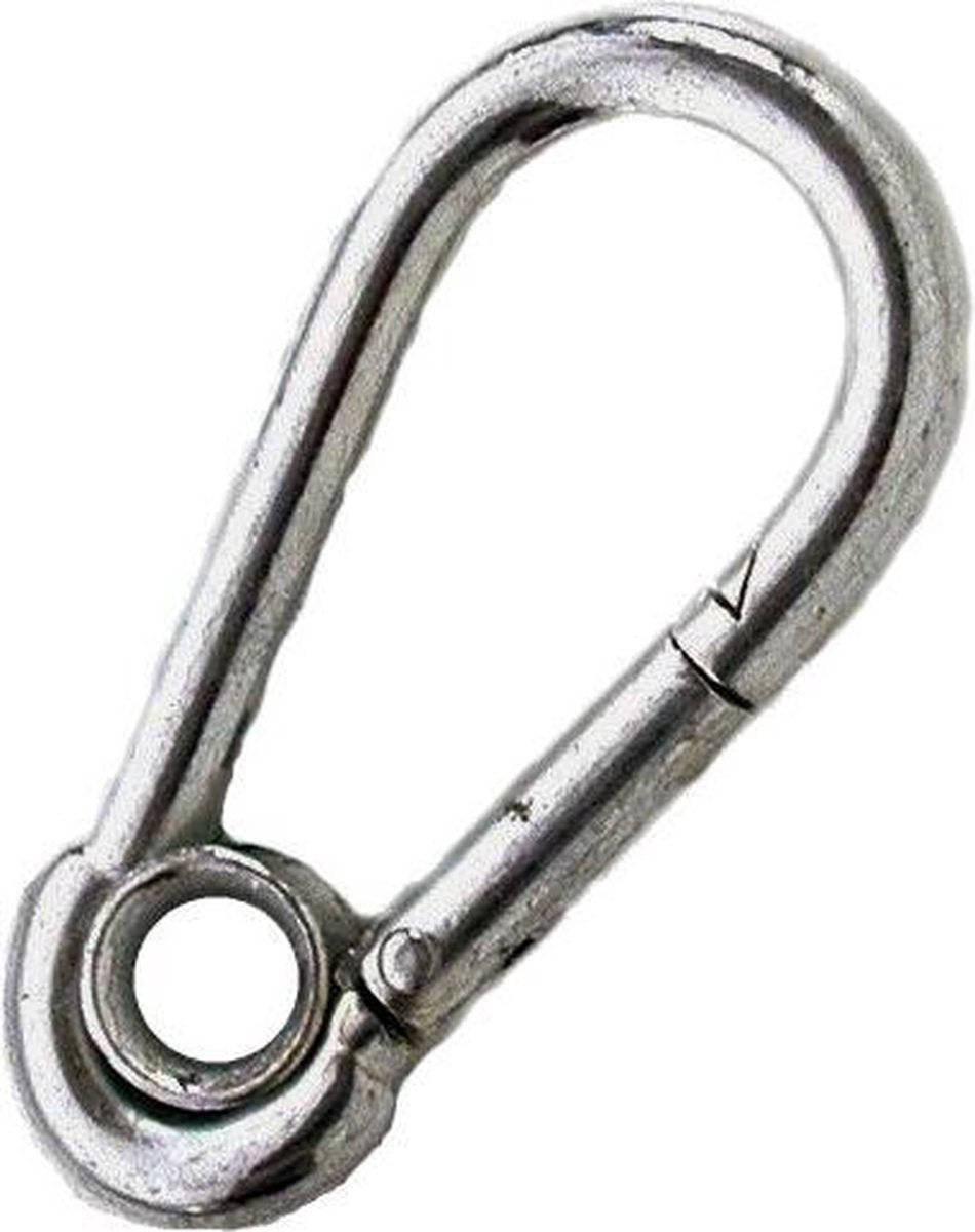 Karabijnhaak - 120 mm - RVS - met ring