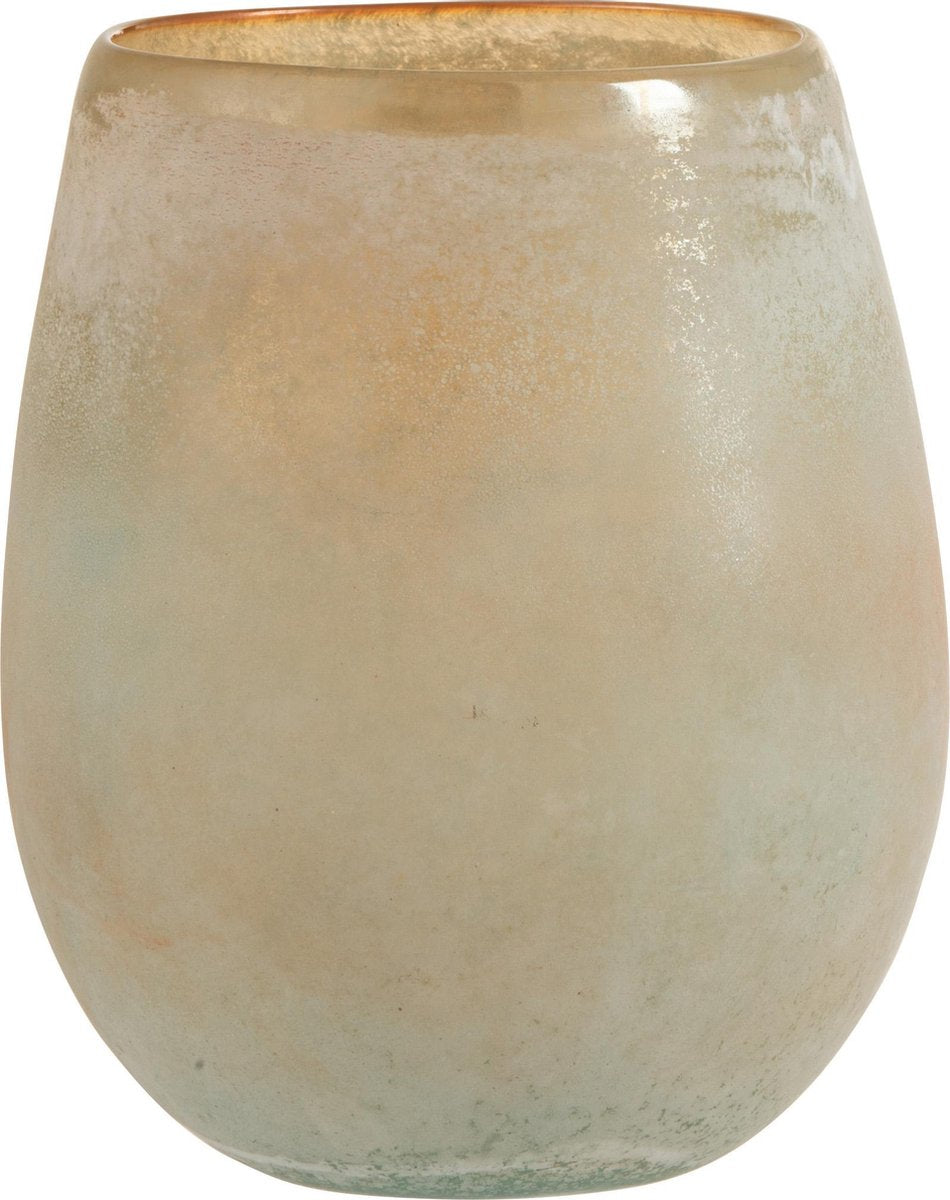 J-Line Windlicht Scavo Rand Glas Oranje/Blauw Medium
