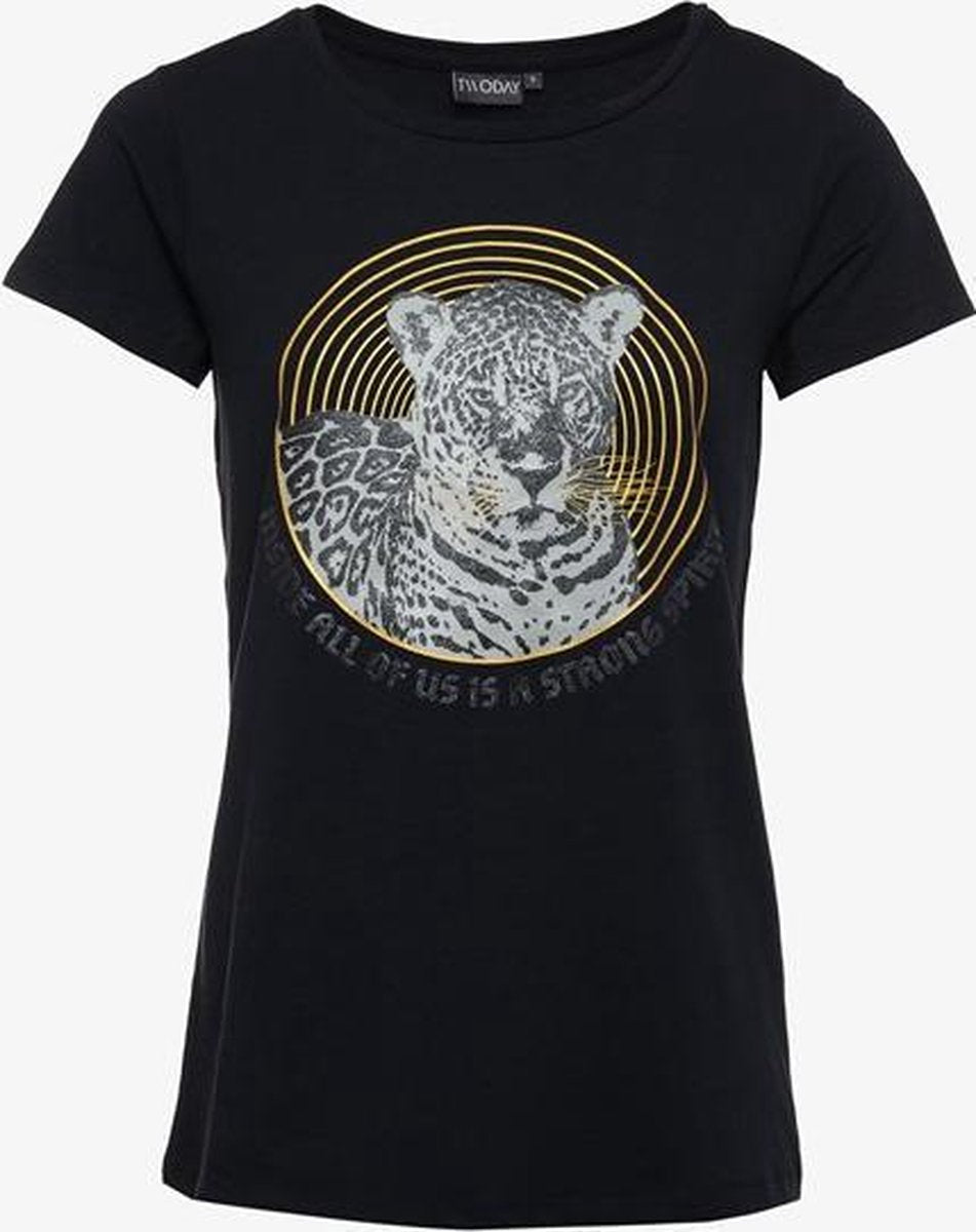 TwoDay dames T-shirt met luipaard - Blauw - Maat L