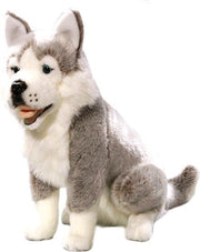 Bicolini Knuffelhond Zittende Husky Grijs/wit 37 Cm