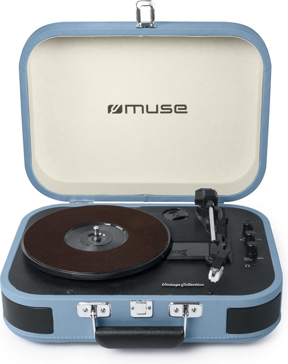 Muse MT-201 BTB Bluetooth kofferplatenspeler met encoding functie - ingebouwde luidsprekers - blauw