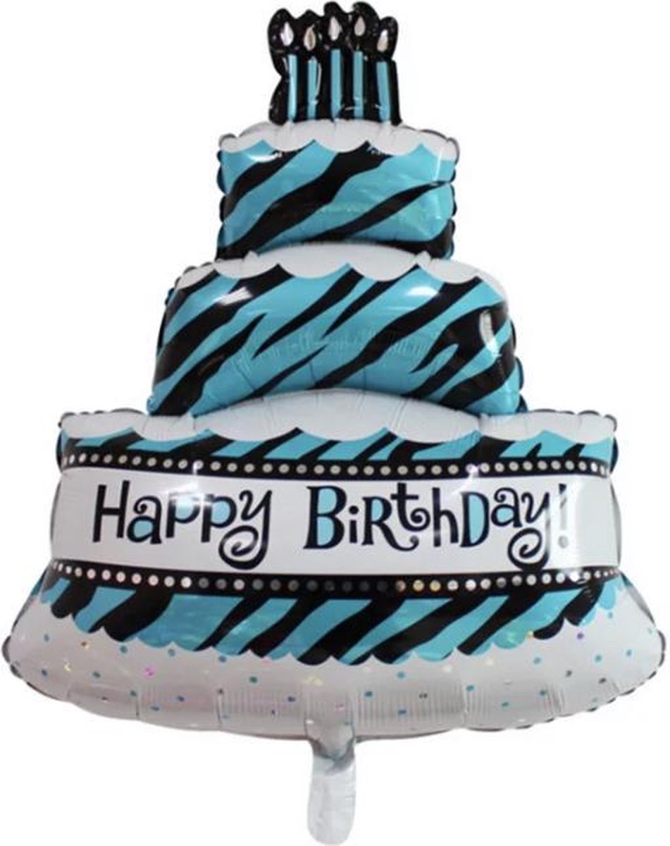 HBD-Tiffany- NU 1 + 1 GRATIS- Taart-Groot-Blauw-Ballon