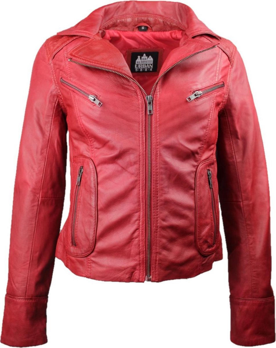 Urban 5884®-  Jacky Rood Dames Leren Jas Lams Leer Maat-S