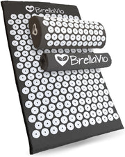 BrellaVio® Spijkermat met Spijkerkussen en Topper - Zwart - 68x42 cm - Acupressuur Mat - Spijkerbed - Acupunctuur Massage Kussen