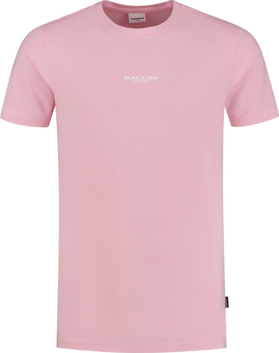 Ballin Amsterdam Subtiel Logo T-shirt - Roze / Wit - Slim fit