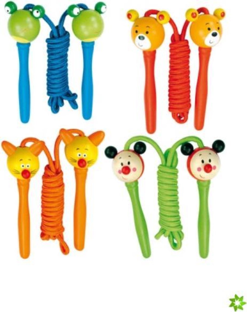 Houten springtouw met dierenhoofd beer