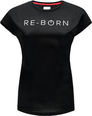 Re-Born Mesh Logo T-shirt Dames - Zwart - Maat M