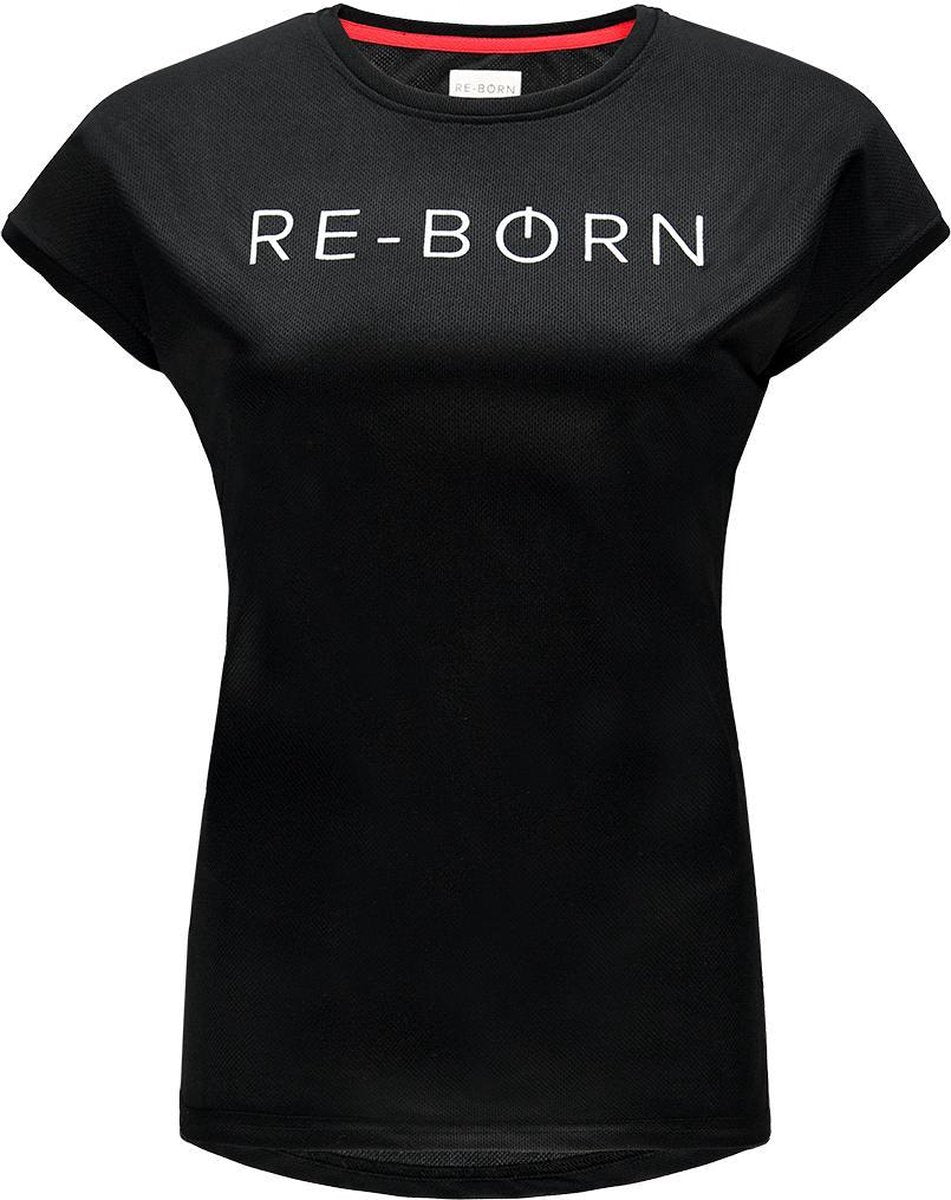 Re-Born Mesh Logo T-shirt Dames - Zwart - Maat M