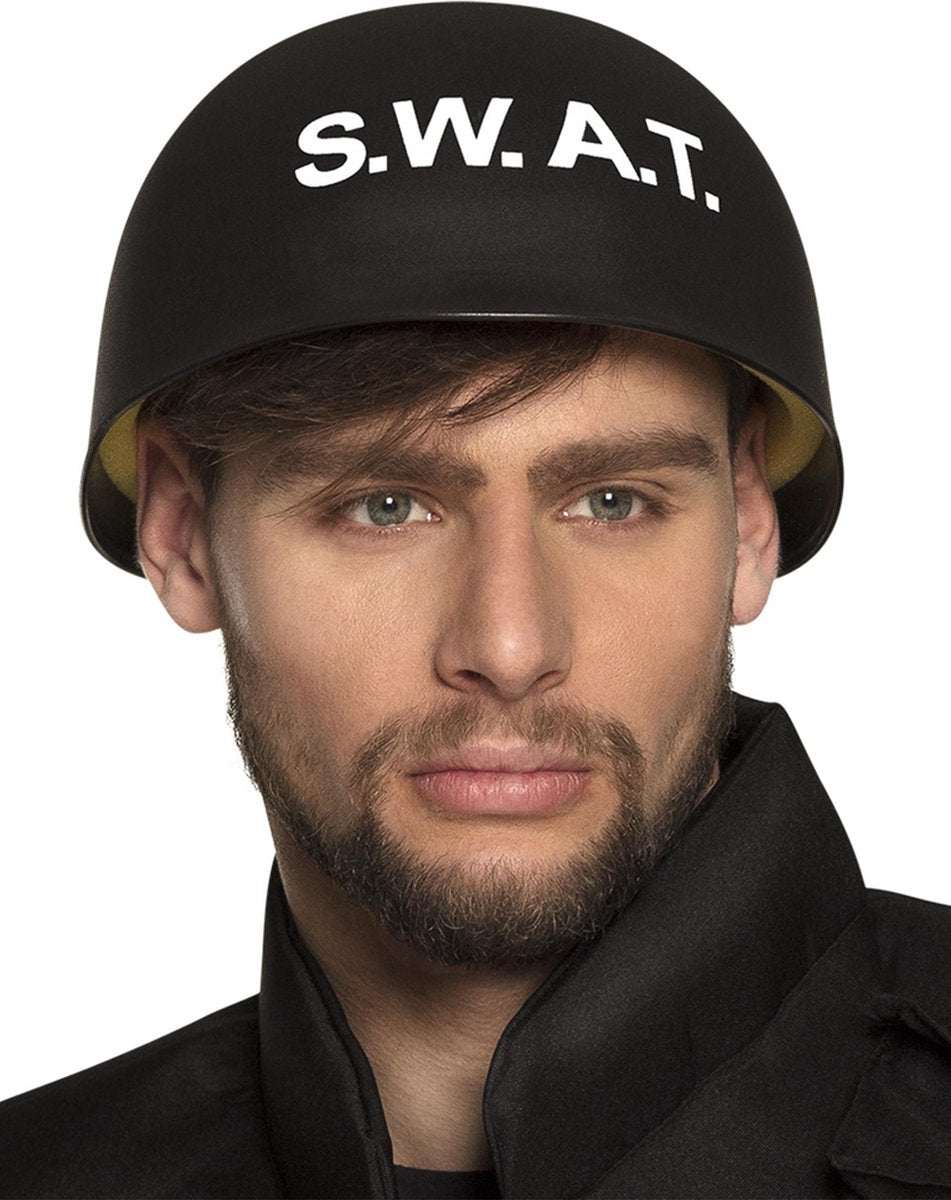 Zwarte SWAT helm voor volwassenen - Verkleedhoofddeksel