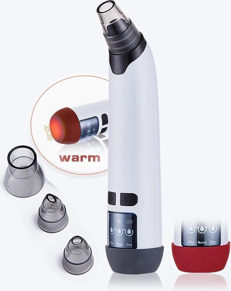 2 in 1 Blackhead Remover Vacuum met verwarmingselement - Verstopte Poriën en Acne behandeling - Elektrische Gezichtsreiniging - Elektrische mee-eter verwijderaar - tegen puistjes en onzuiverheden - gezichtsverzorging
