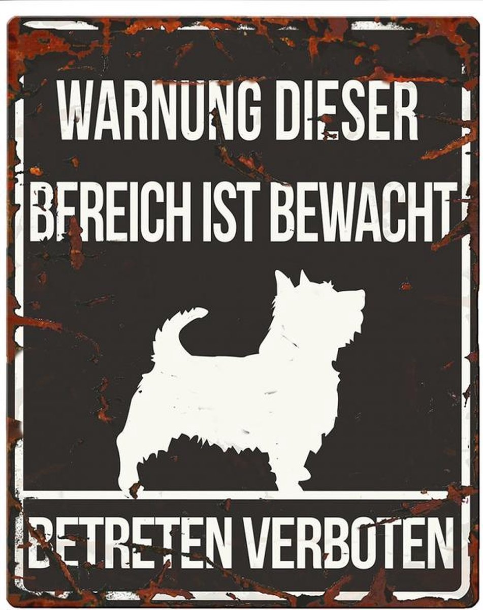 D&D Waakbord / Warning sign square terrier de Zwart 20x25cm