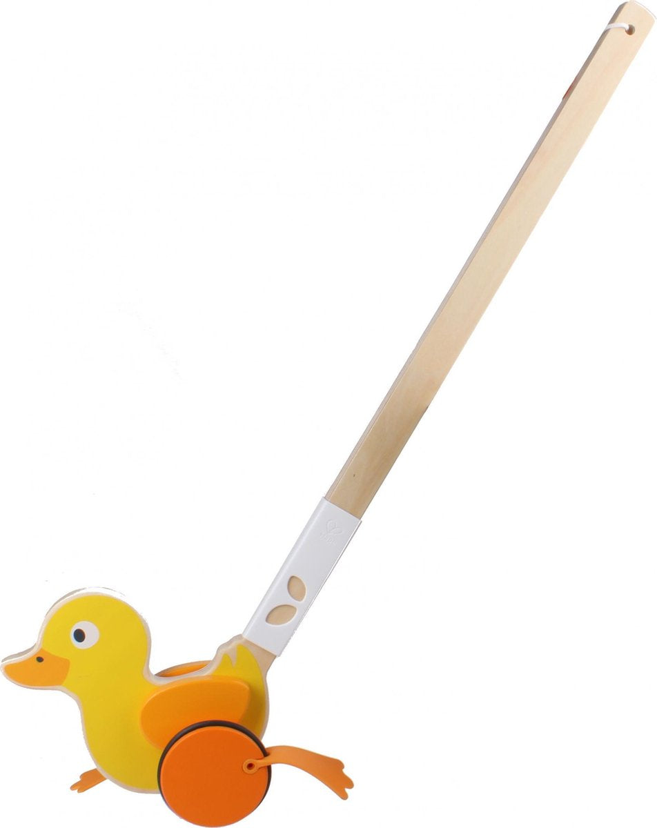 Hape Houten Stokroller Eend 60 Cm Geel
