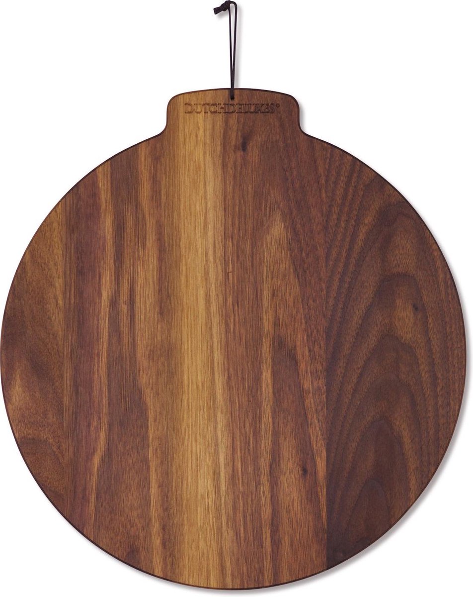 Dutchdeluxes - Ontbijtplank / Snijplank - Maan - Massief Walnotenhout - Rond ⌀28cm
