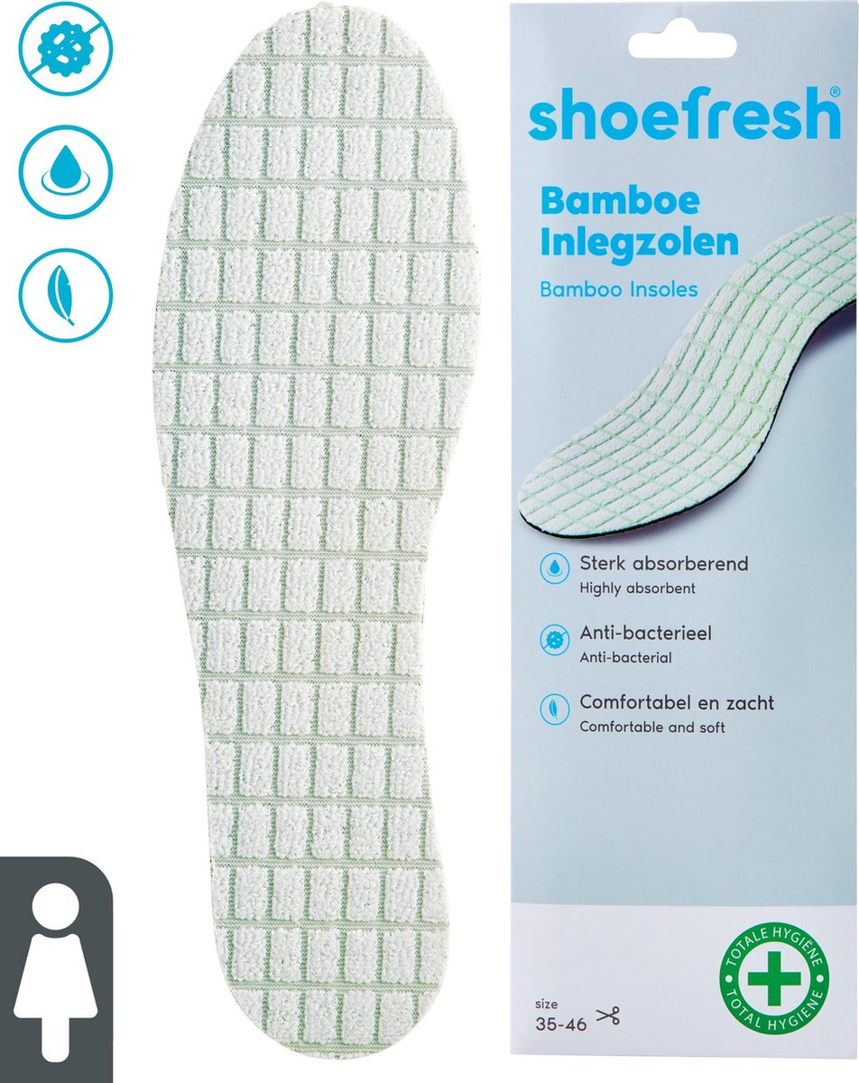 Shoefresh Bamboe Inlegzooltjes Vrouw – Geurvreters voor schoenen – Anti zweet inlegzolen Vrouw – Maat 35-46 - 1 paar
