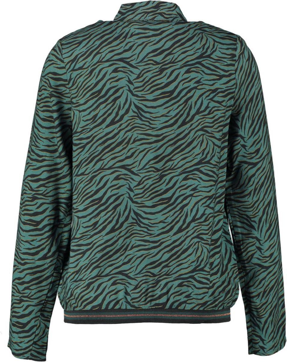 Geisha groene viscose blouse met glitterboord onderaan - Maat XS