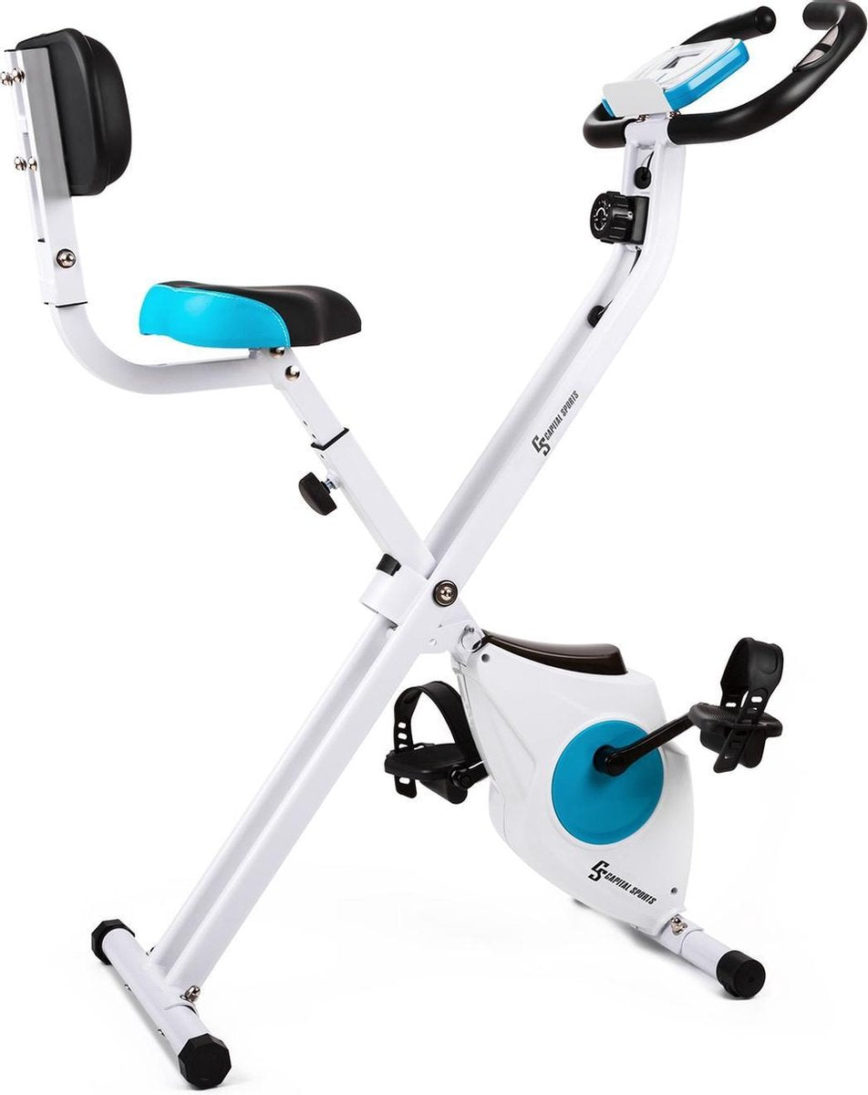 CAPITAL SPORTS Azura  - hometrainer fietstrainer - fitness bike - weerstand op 8 niveaus - hartslagmeter - opvouwbaar - 100kg max.