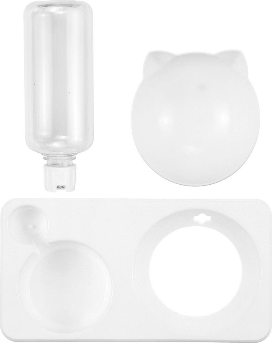 Grandecom® | Kattenvoer Kom Met Automatische Water Dispenser | Huisdier| Dierenvoer | Dubbele kom | Verhoogd | Drinkbak