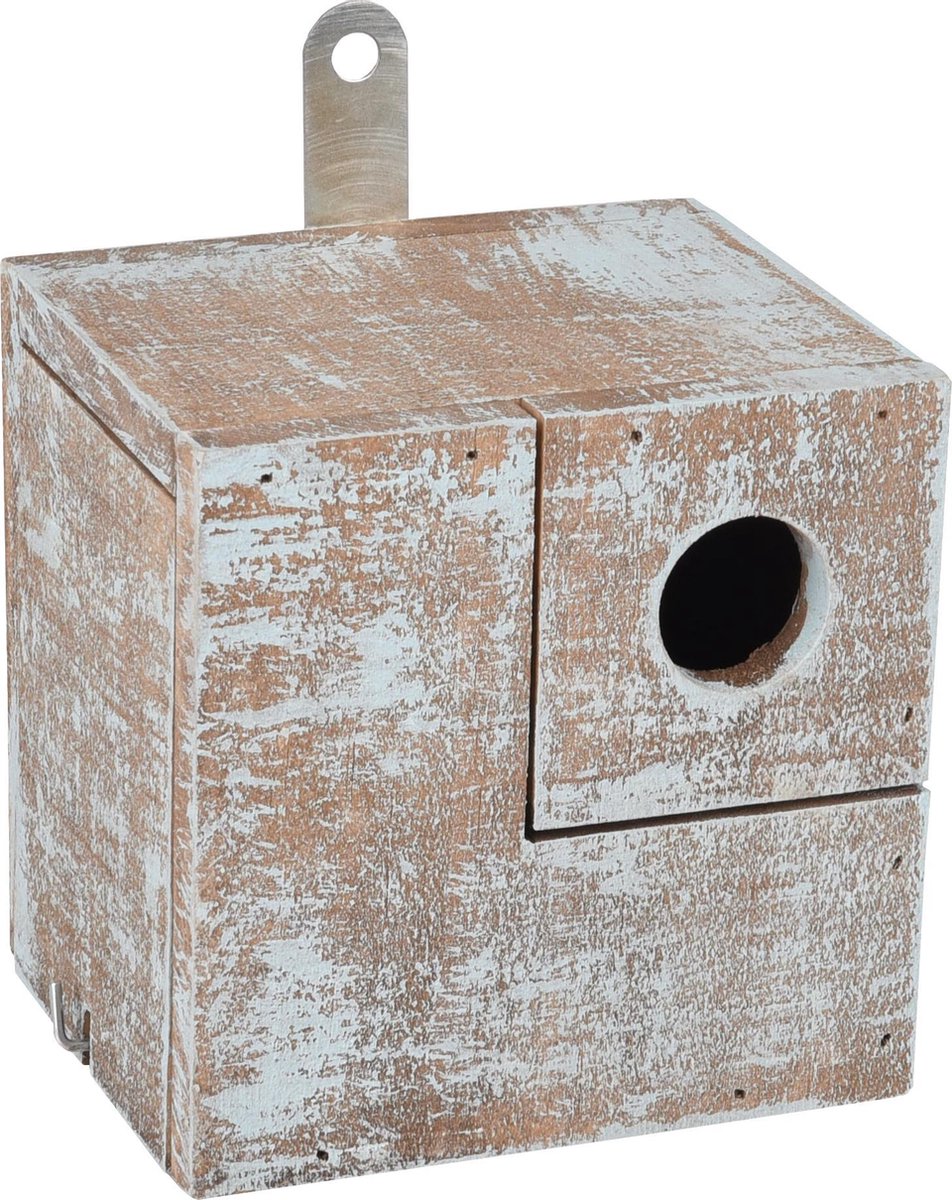 Flamingo Nestkastje georgia hout blauw/bruin 12x10x12cm