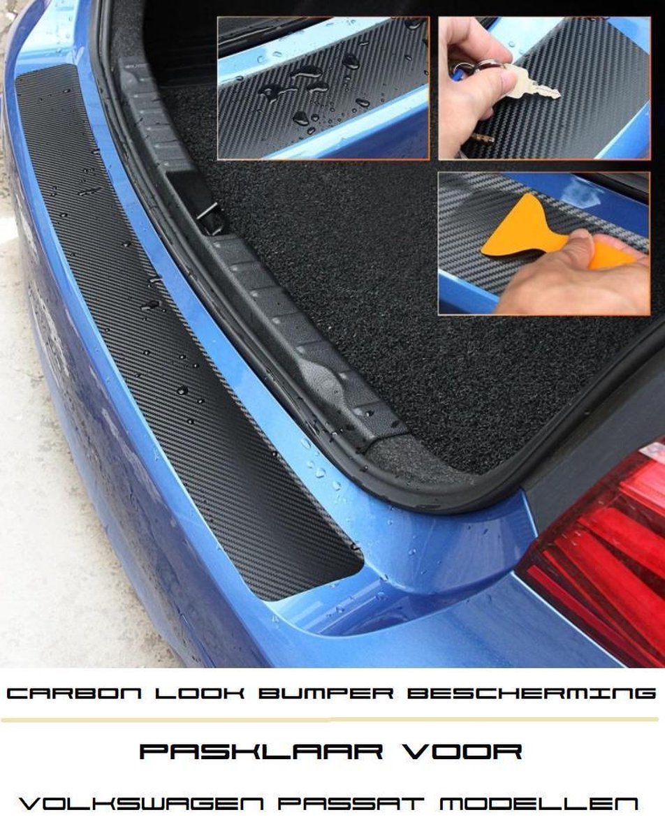 Carbon Look Bescherm Folie Achterbumper Bumper Vw Passat Sedan en Variant Kofferbak Instap Tsi Gte Tdi Dsg R Line