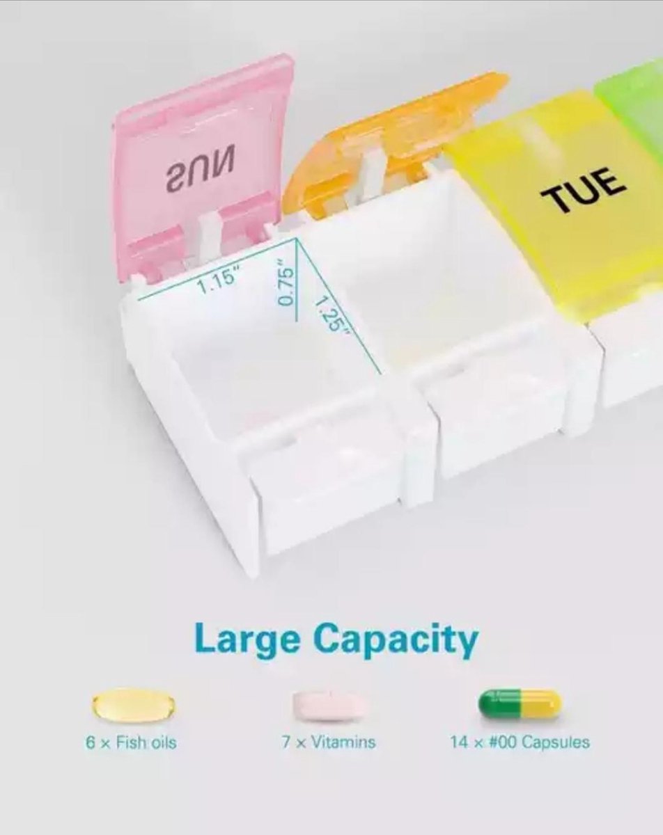 10x Pillendoos 7 Dagen met Dagaanduiding - Inclusief 1 x Klein Pillendoosje 3 Vakken met Spiegeltje - Zeer Solide en Luxe Uitgevoerd - Medicijndoosje