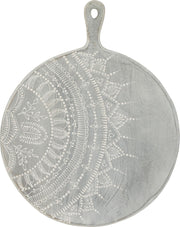 J-Line Snijplank Rond Mango Hout Grijs Washed Large