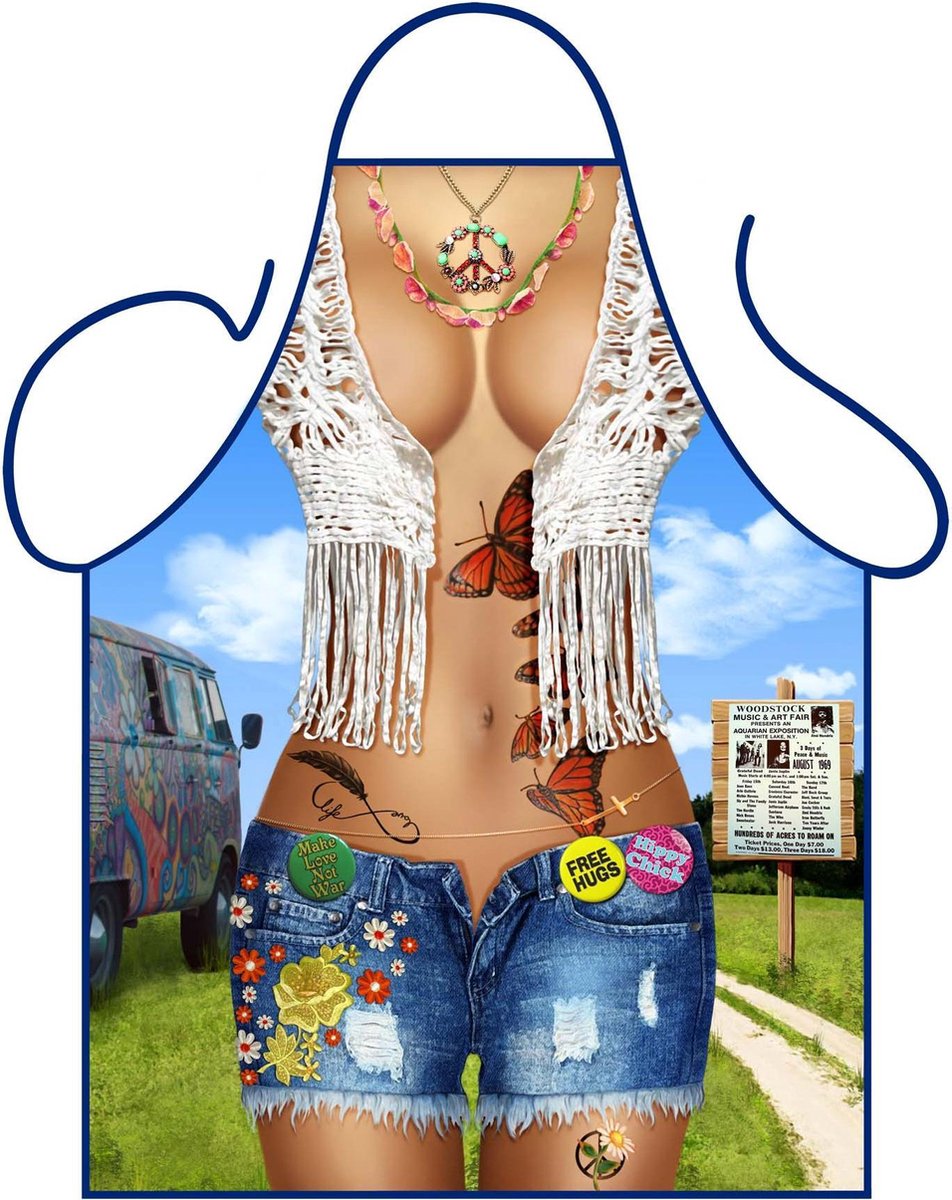 BBQ schort - Barbecue schort mannen - Fun Schort "Hippie Vrouw - Groovy Vrouw" - One Size |