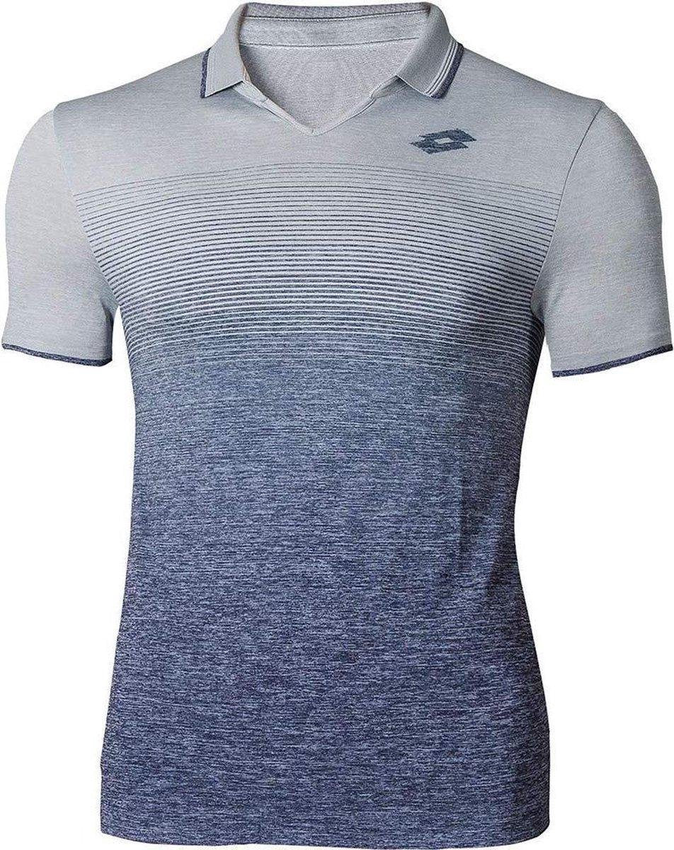 Lotto Court II Polo - Seamless sportpolo - Tennispolo - Heren - Maat M -Blauw / Grijs