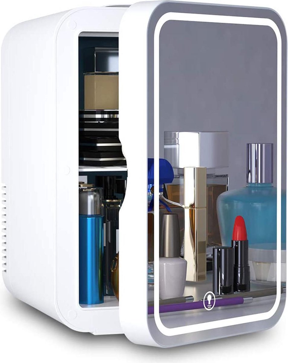 PIXMY - Skincare Fridge - 6.5L Inhoud - Mini Koelkast - Met Spiegel En Ledverlichting - Skincare Koelkast - Make Up Koelkast - PISCF21LED8L