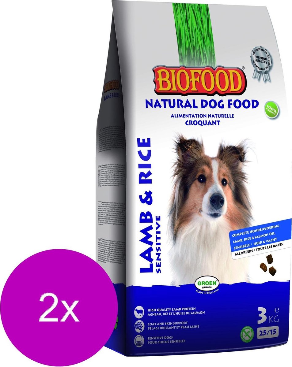 Biofood Hondenvoeding Lam&Rijst - Hondenvoer - 2 x 3 kg