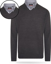 Pierre Cardin - Heren Sweaters Mock Pullover - Grijs - Maat M