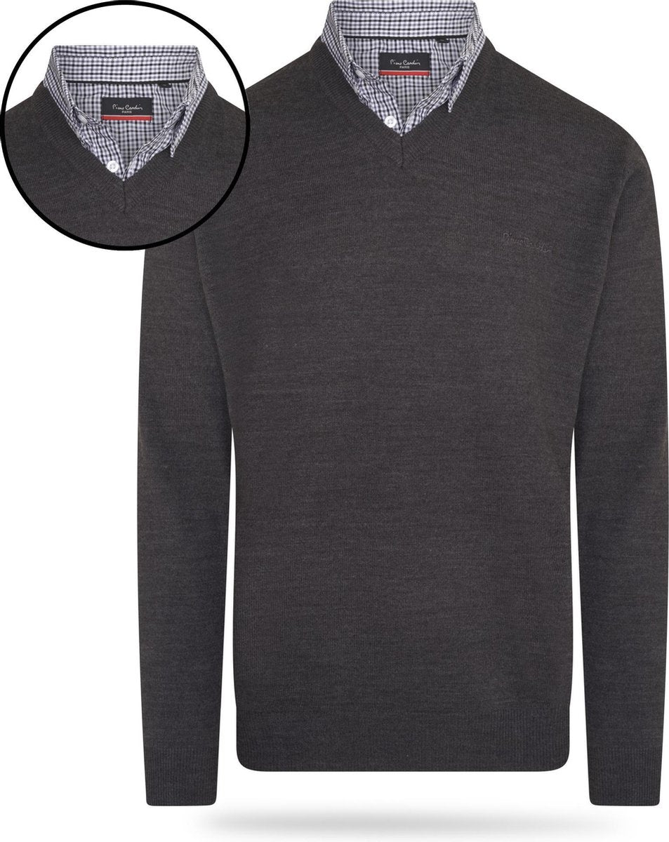 Pierre Cardin - Heren Sweaters Mock Pullover - Grijs - Maat M