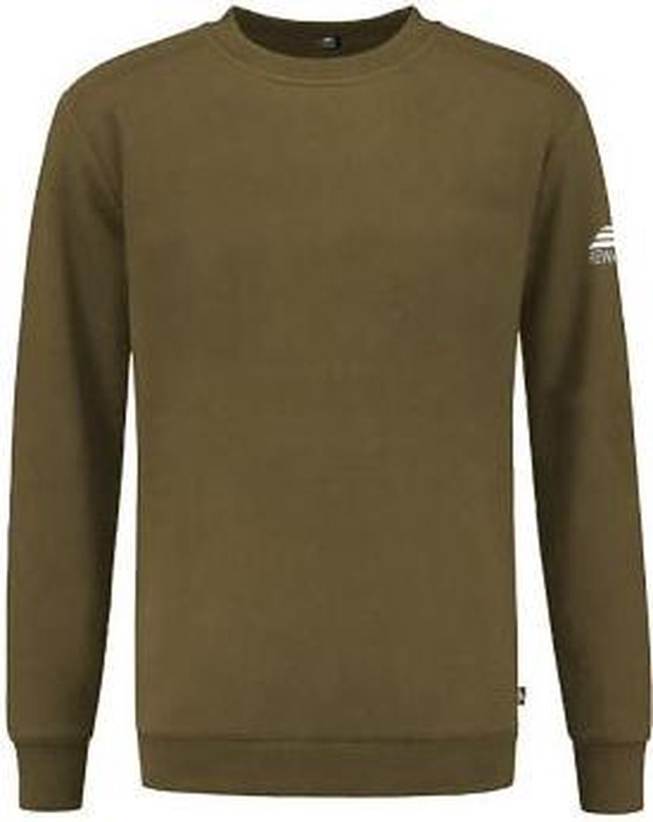 REWAGE Sweater Premium Heavy Kwaliteit - Heren - Olijfgroen  - XL