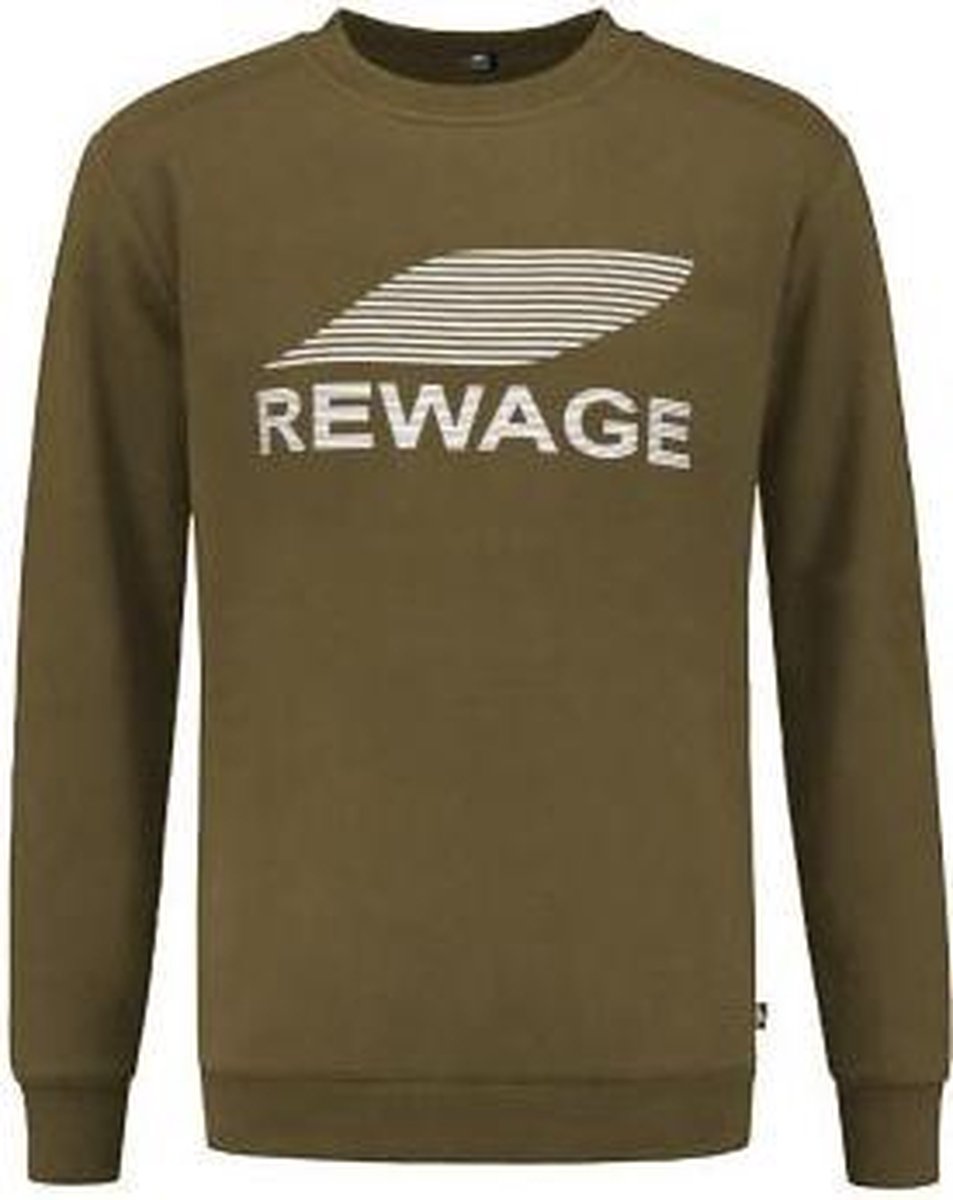 REWAGE Sweater Premium Heavy Kwaliteit - Heren - Olijfgroen - XXL