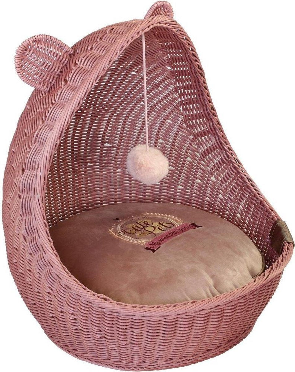 Happy House Wieg Wicker Cute Pets Roze