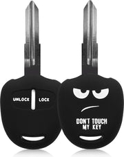 kwmobile autosleutelhoes voor Mitsutothi 2-knops autosleutel - Siliconen beschermhoes in wit / zwart - Don't Touch My Key design