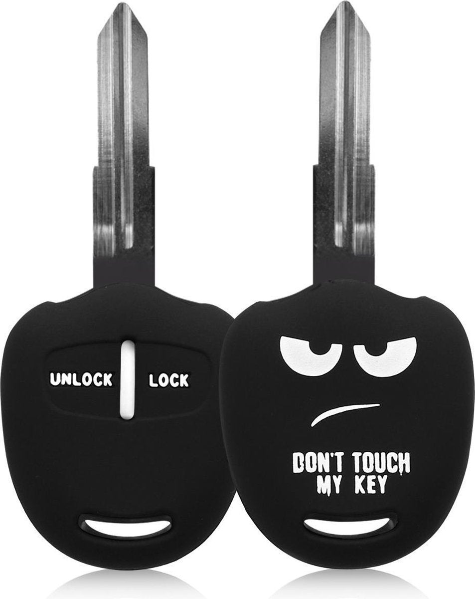 kwmobile autosleutelhoes voor Mitsutothi 2-knops autosleutel - Siliconen beschermhoes in wit / zwart - Don't Touch My Key design